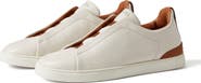 ZEGNA Triple Stitch Deerskin Leather Slip-On Sneaker