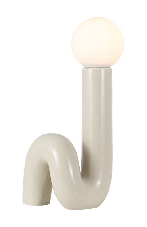Katya 18" Scandinavian Minimalist Ceramic Spiral Tube LED Table Lamp