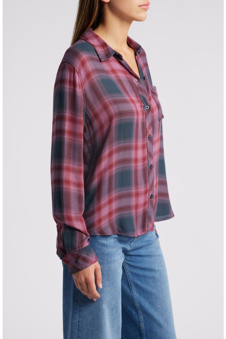 Hunter Plaid Button-Up Shirt, Alternate, color, DUSTY MAUVE EVERGREEN