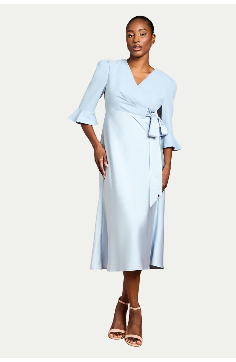 Coast Satin Back Crepe Wrap Dress, Main, color, Pale Blue