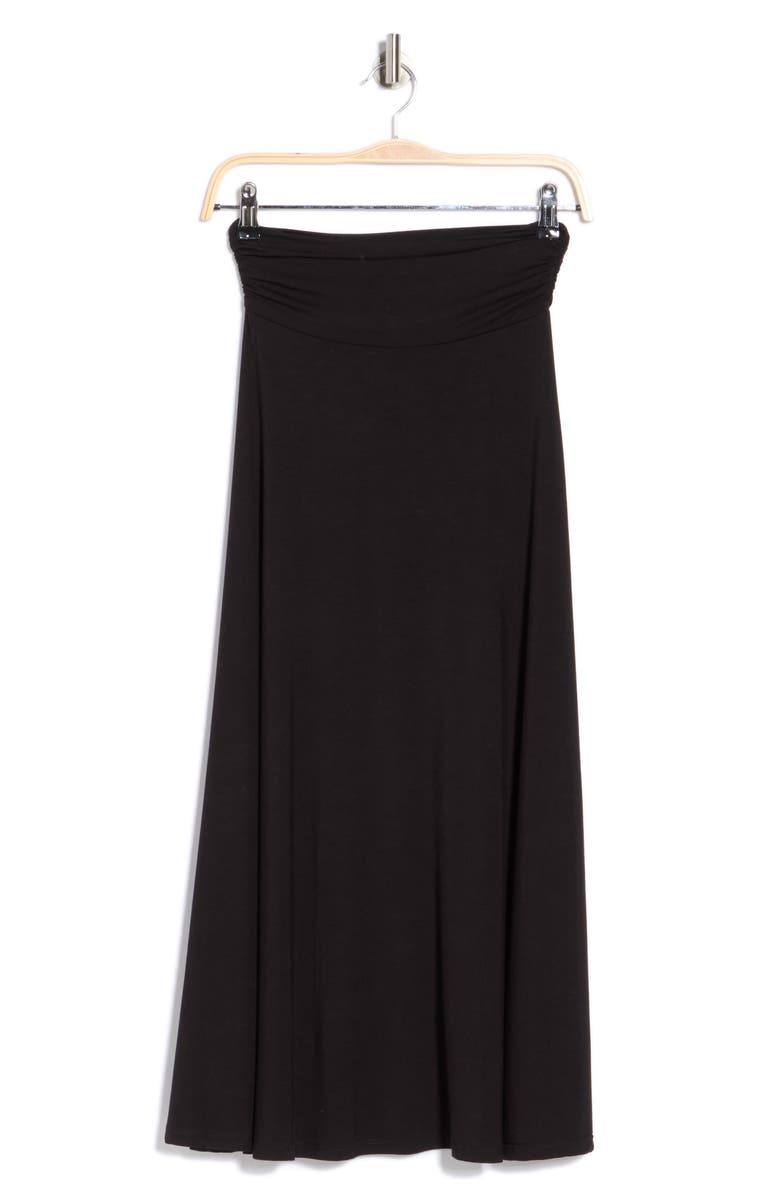 Renee C Foldover Waist Midi Skirt, Main, color, Black