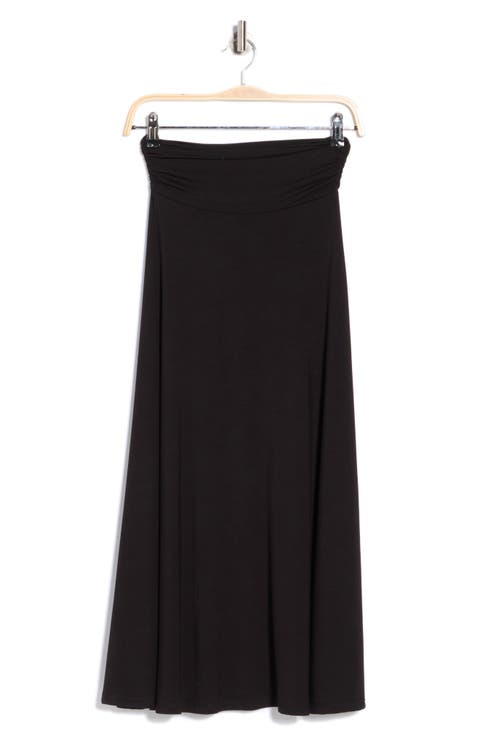 Foldover Waist Midi Skirt