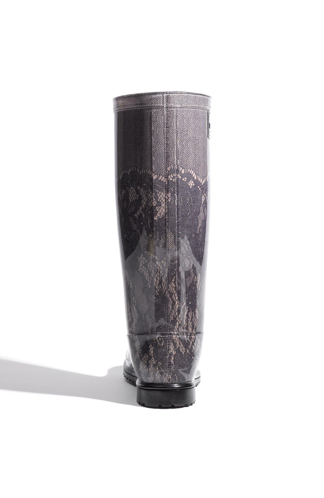 Lace Print Rain Boot, Alternate, color, POUDRE/ BLACK