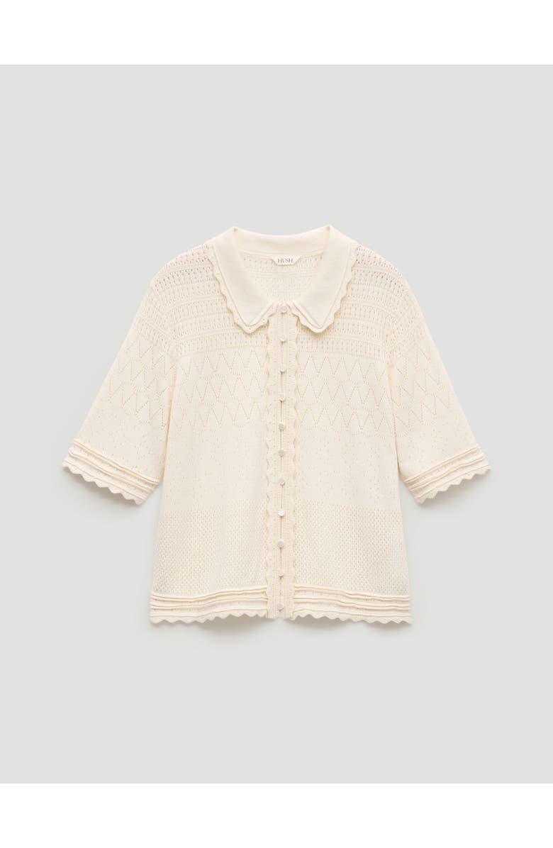 Hush Pointelle Cotton Cardigan, Alternate, color, Stone White