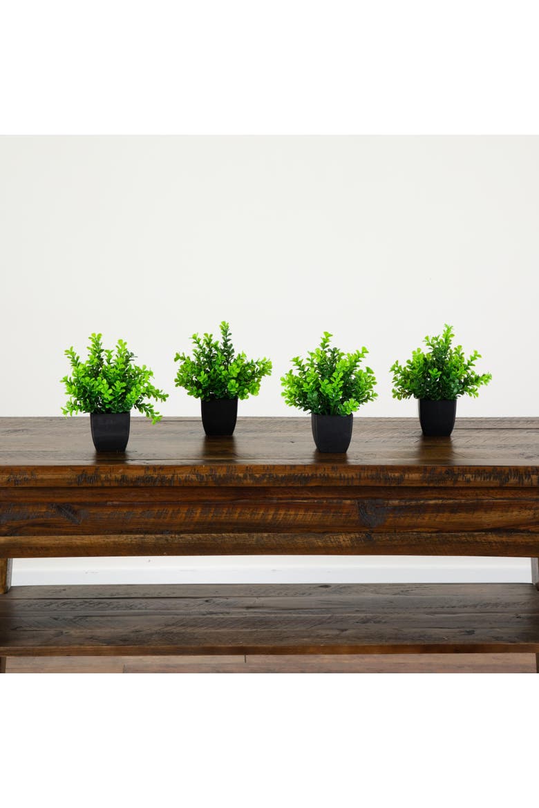 8-in Artificial Boxwood Plant in Black Square Pot - Set of 4, Alternate, color, Green