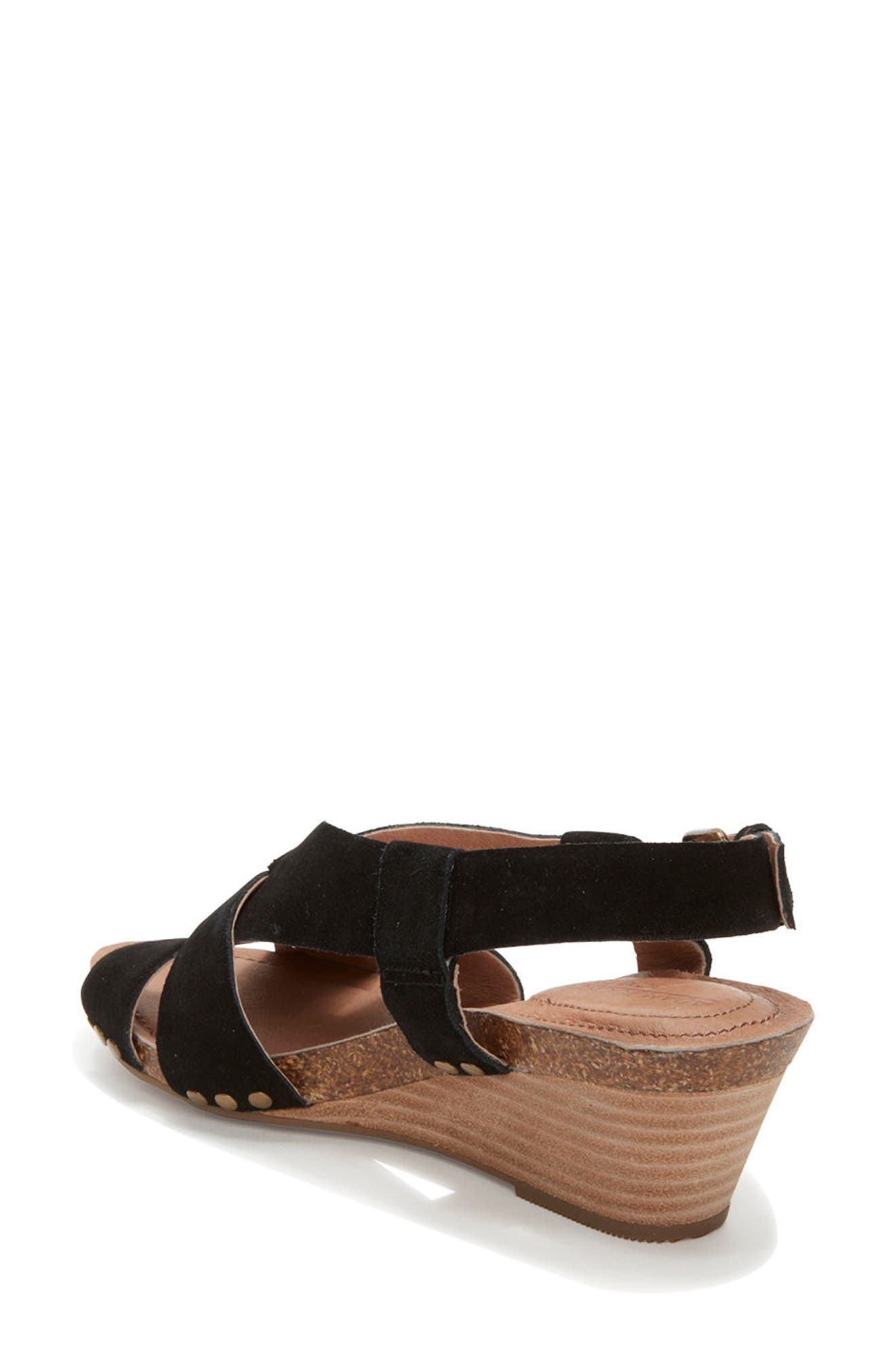 Adam Tucker Tarin Wedge Sandal, Alternate, color, BLACK SUEDE