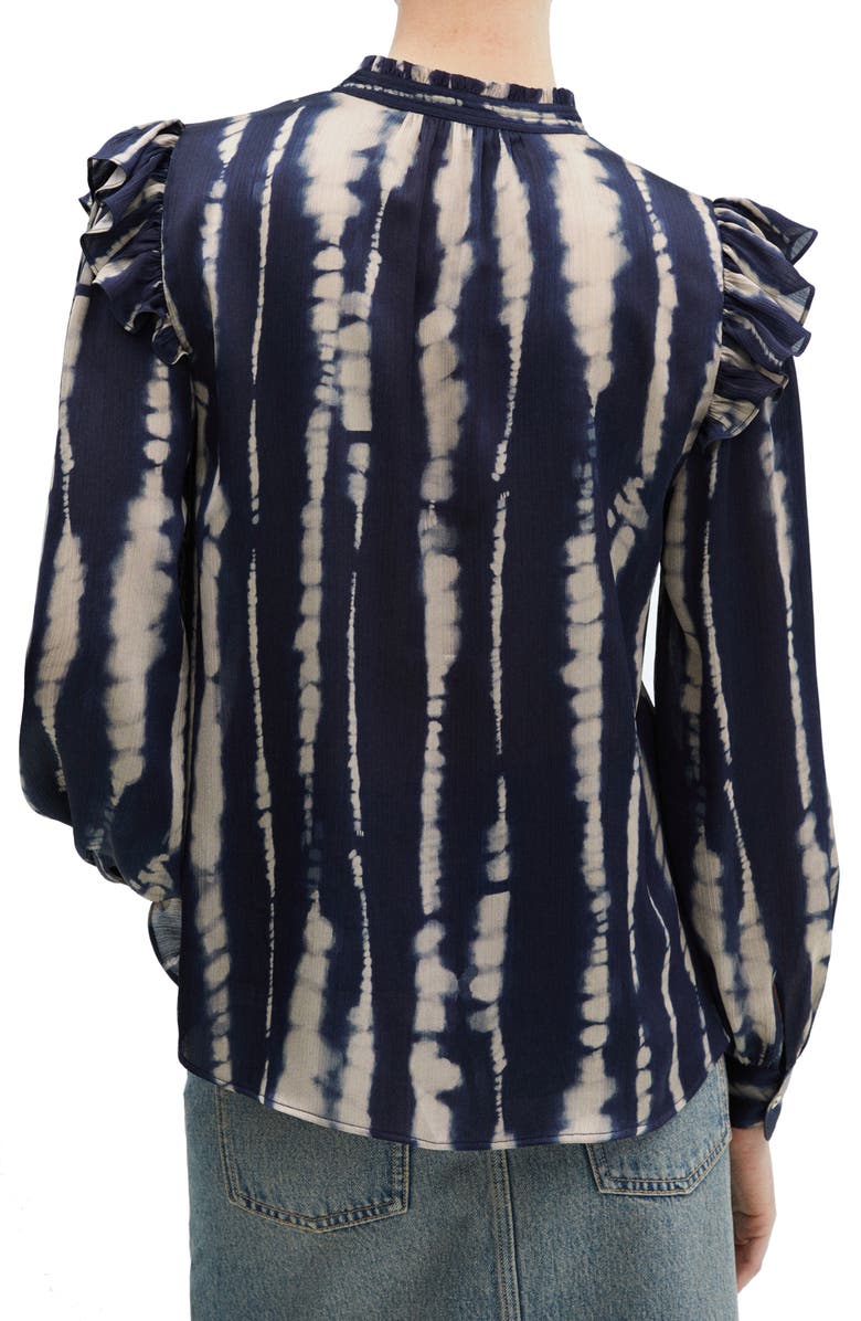 MANGO Catania 2 Tie Ruffle Dye Button-Up Shirt, Alternate, color, 