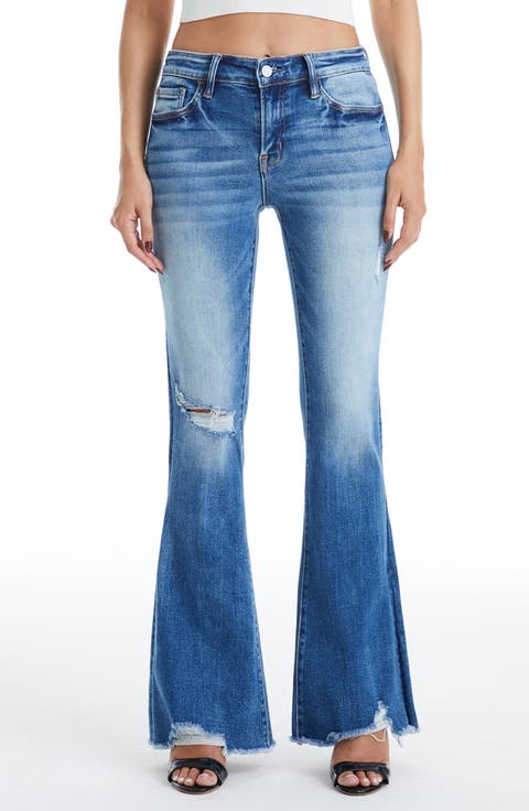 Fray Hem Flare Jeans
