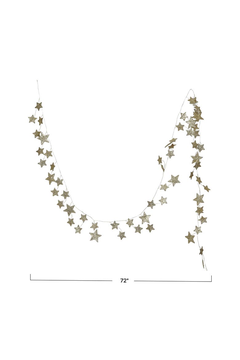 Decorative Glitter Paper Star Garland, Alternate, color, Gold