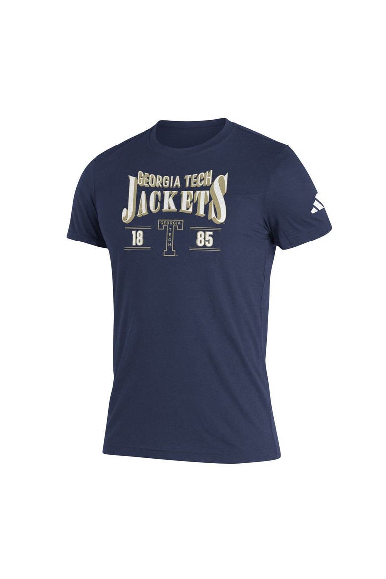 Men's adidas Navy Georgia Tech Yellow Jackets Along The Shadow Tri-Blend T-Shirt, Alternate, color, Navy