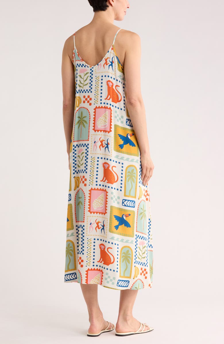 NORDSTROM RACK Spaghetti Strap Cover-Up Dress, Alternate, color, Ivory Animal Multi Tile