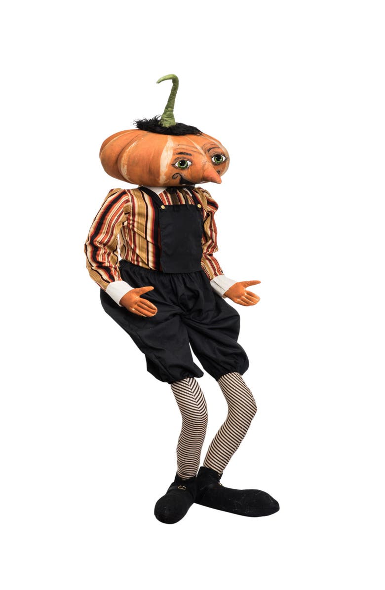 Gallerie II Gilbert Pumpkin Head Joe Spencer Gathered Traditions Halloween Art Doll Figure, Alternate, color, Black