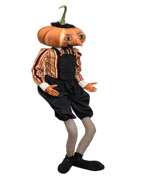 Gallerie Ii Gilbert Pumpkin Head Joe Spencer Gathered Traditions Halloween Art Doll Figure In Black