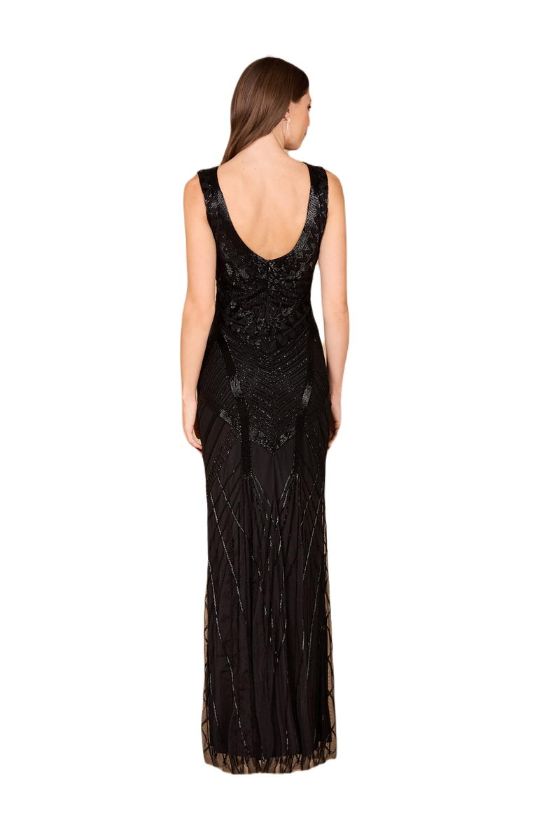 LARA New York Fitted Dress With Tonal Beading, Alternate, color, Black