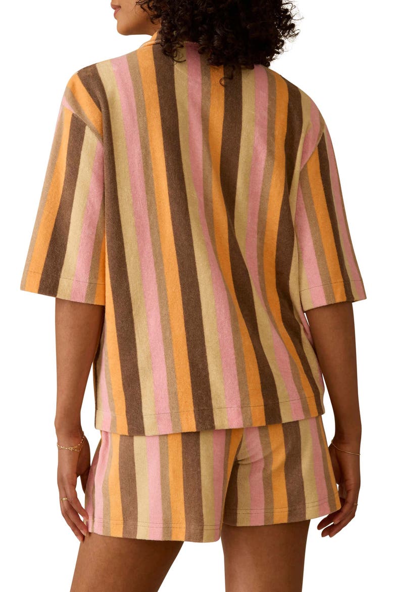 Cabana Stripe Towel Terry Camp Shirt, Alternate, color, SUN KISSED STRIPE