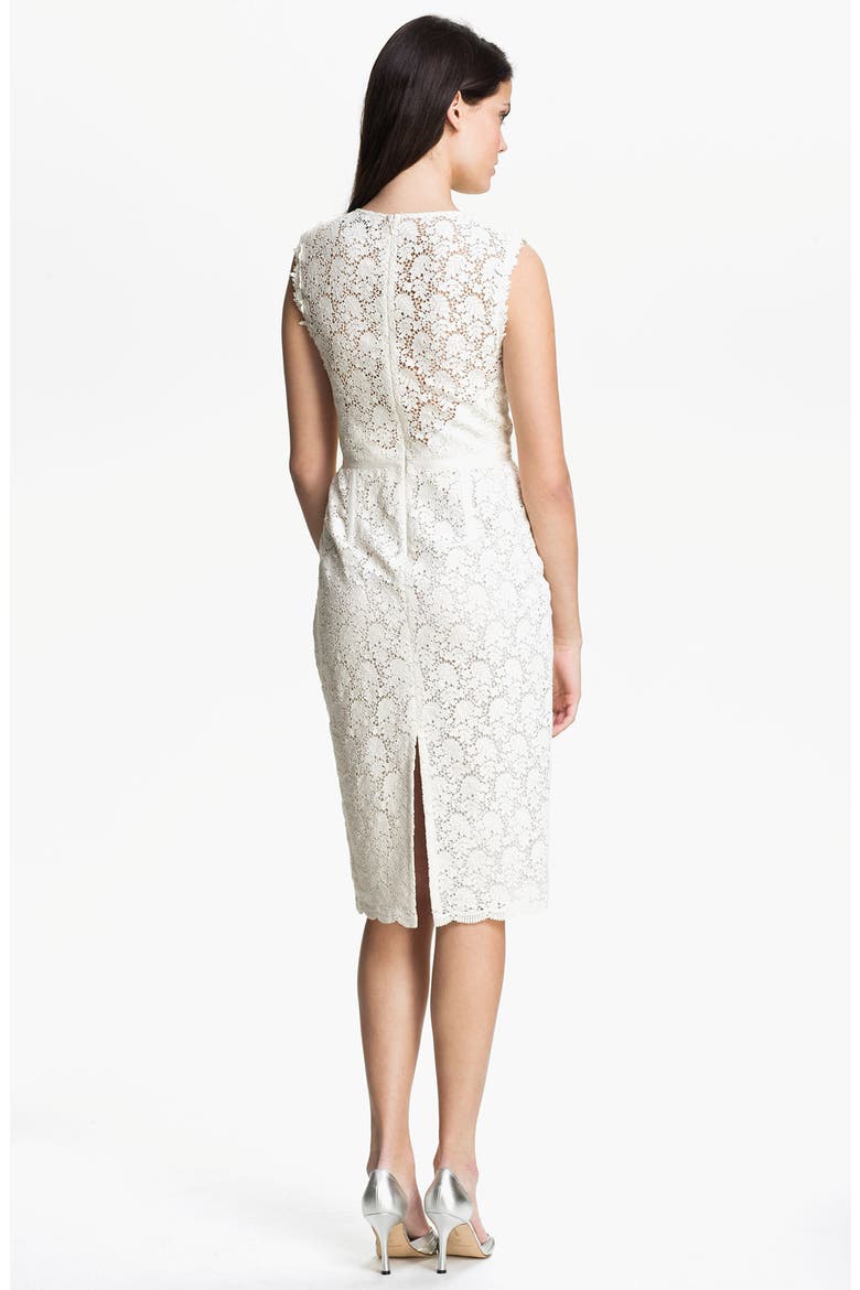 Illusion Yoke Lace Sheath Dress, Alternate, color, IVORY