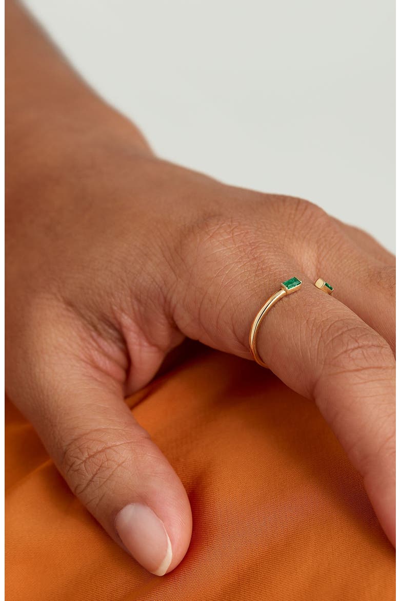 Baguette Emerald Open Ring, Alternate, color, Yellow Gold/Emerald
