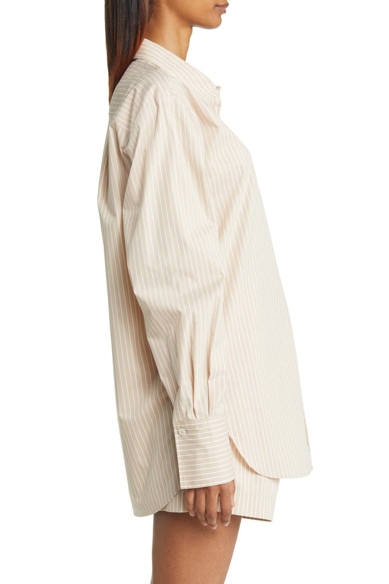 The Oversize Pinstripe Shirt, Alternate, color, MULTI SAND