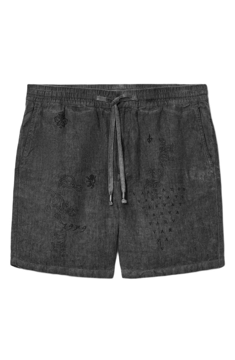 John Varvatos Daryl Linen Drawstring Shorts, Alternate, color, Charcoal