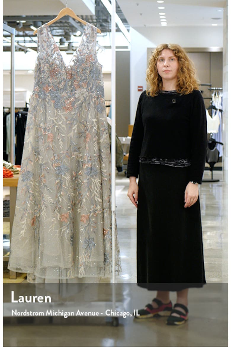 Embroidered Illusion Cap Sleeve A Line Gown video