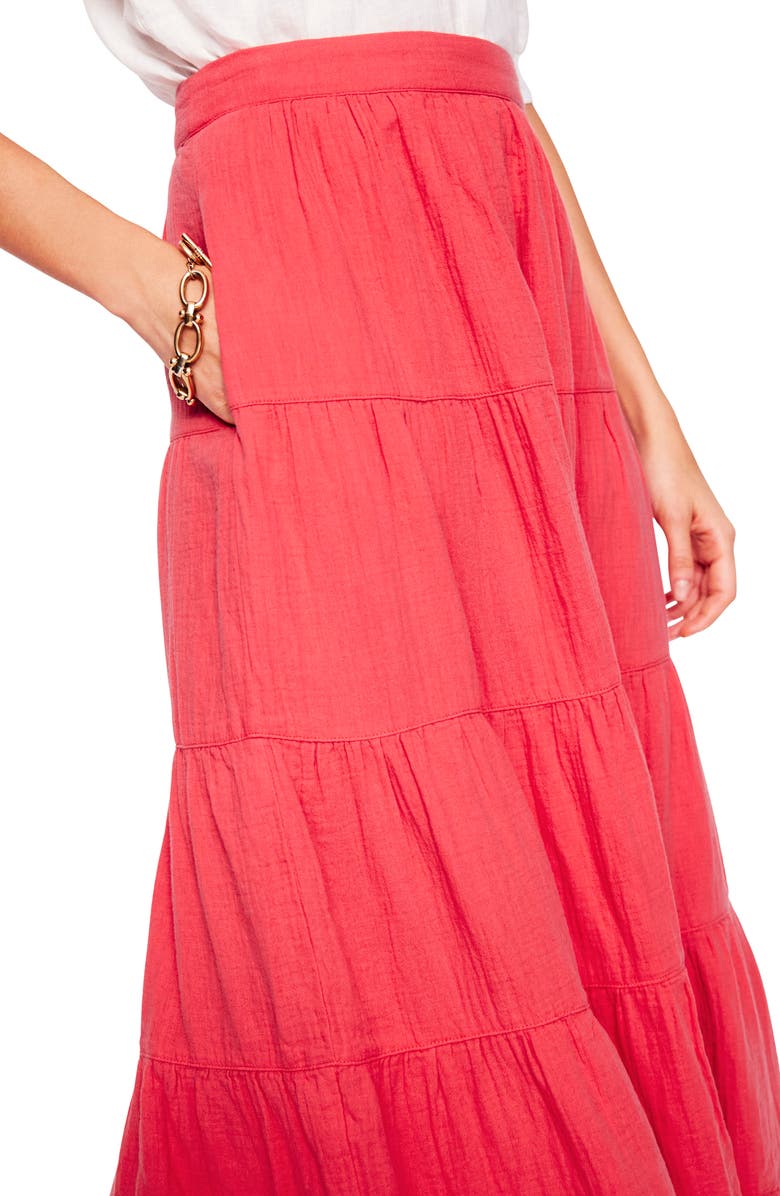 Boden Nadia Tiered Cotton Maxi Skirt, Alternate, color, Red