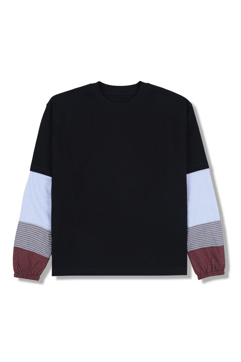 Mix Print Long Sleeve T-Shirt, Alternate, color, BLACK