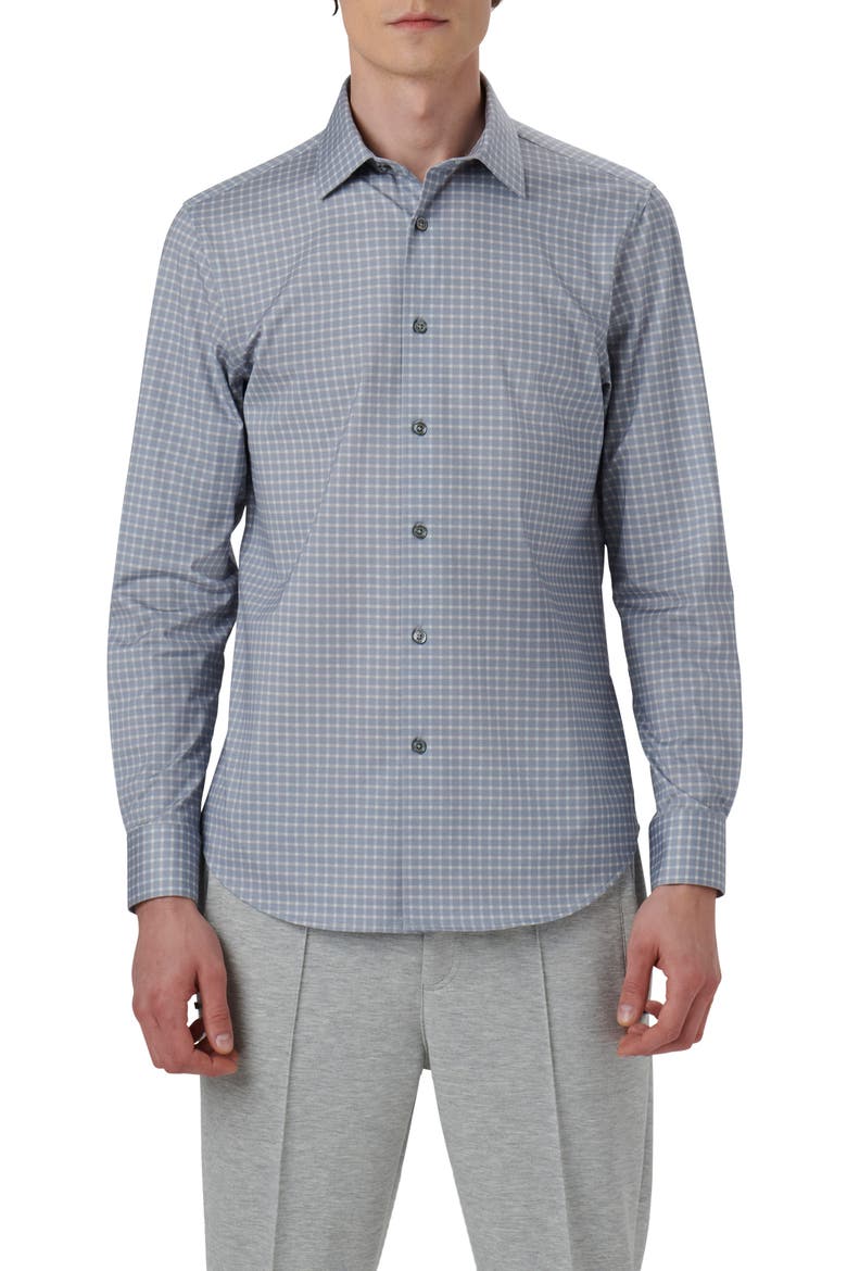 James OoohCotton® Check Print Button-Up Shirt, Main, color, CEMENT
