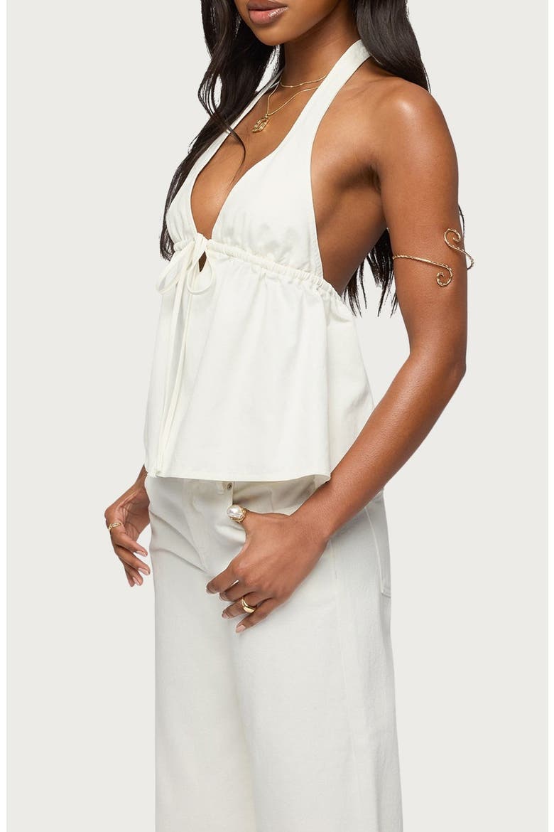 Safia Denim Halter Top, Alternate, color, WHITE