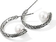 John Hardy JH Essentials Pearl Hoop Earrings, Sterling Silver, 20mm