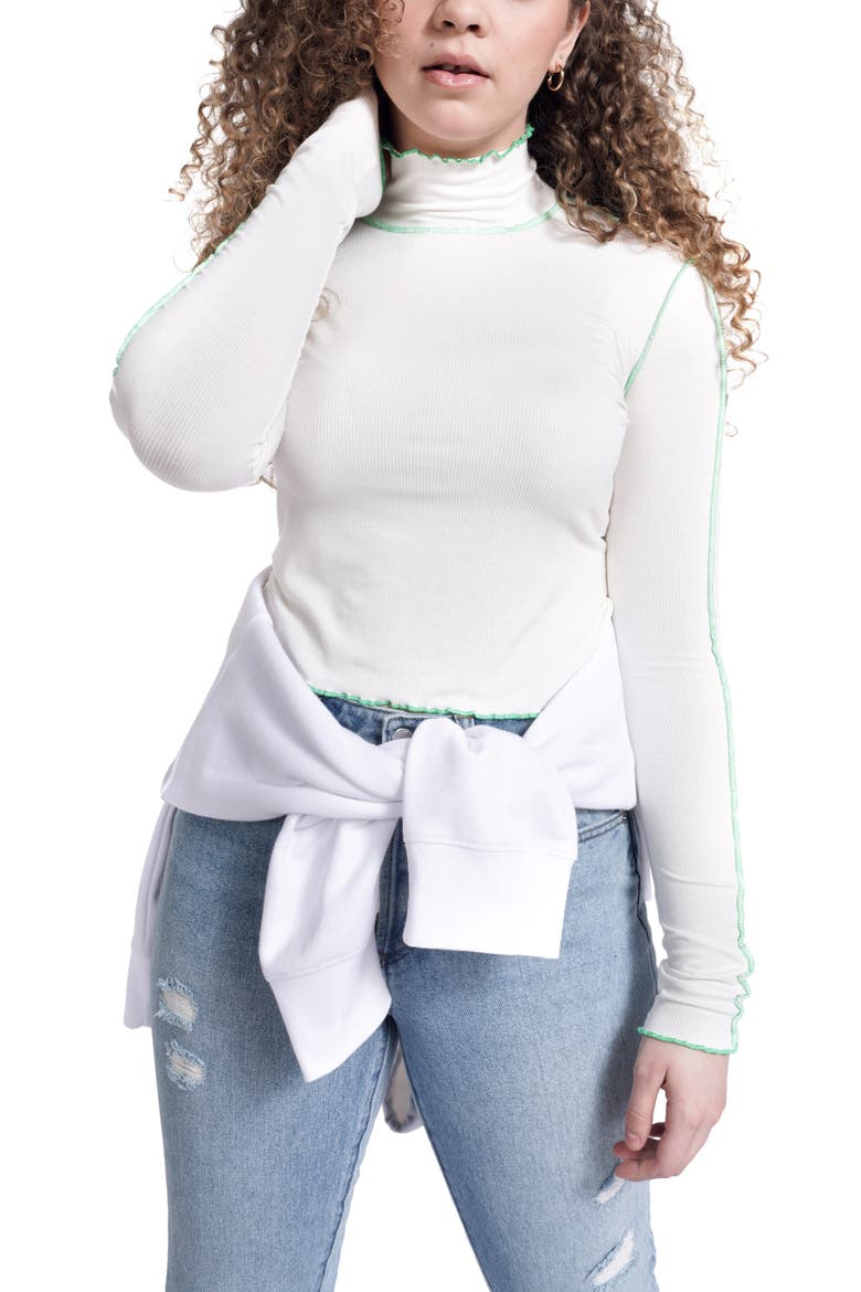 Mock Neck Long Sleeve Crop Top (Nordstrom Exclusive), Main, color, WHITE