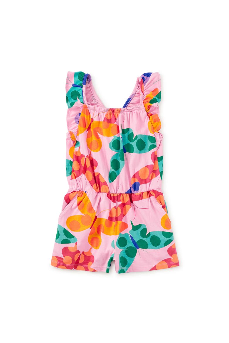 Ruffle Strap Romper, Main, color, Butterfly Spot