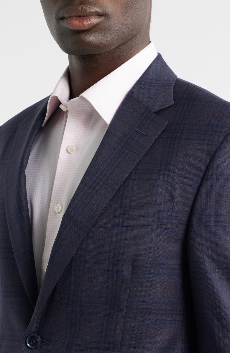 Peter Millar Flynn Classic Fit Purple Windownpane Check Wool Sport Coat, Alternate, color, Purple