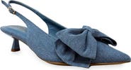 SHUSHOP Nora Bow Kitten Heel Slingback Pump