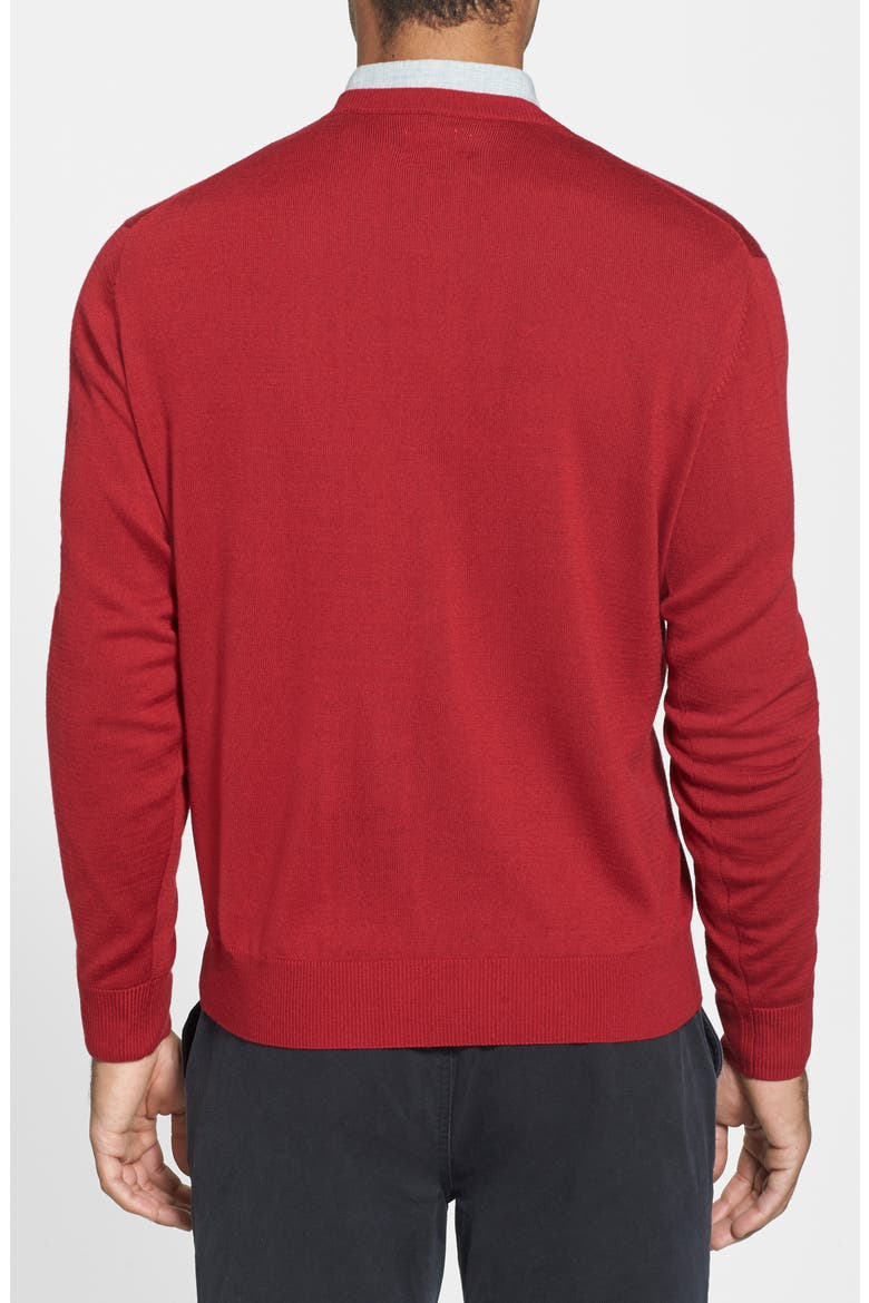 Douglas V-Neck Sweater, Alternate, color, STEWART RED