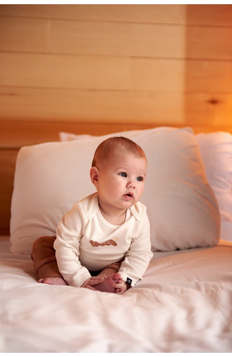 Deux par Deux Baby Girl's Organic Cotton Bodysuit With Print Off White, Alternate, color, 