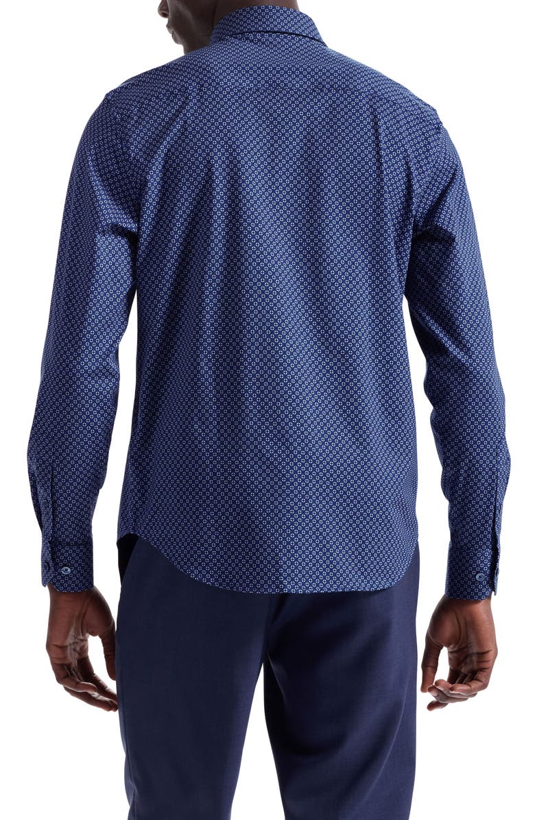 Bugatchi Jules OoohCotton<sup
®</sup
Geo Print Button-Down Shirt, Alternate, color, Navy