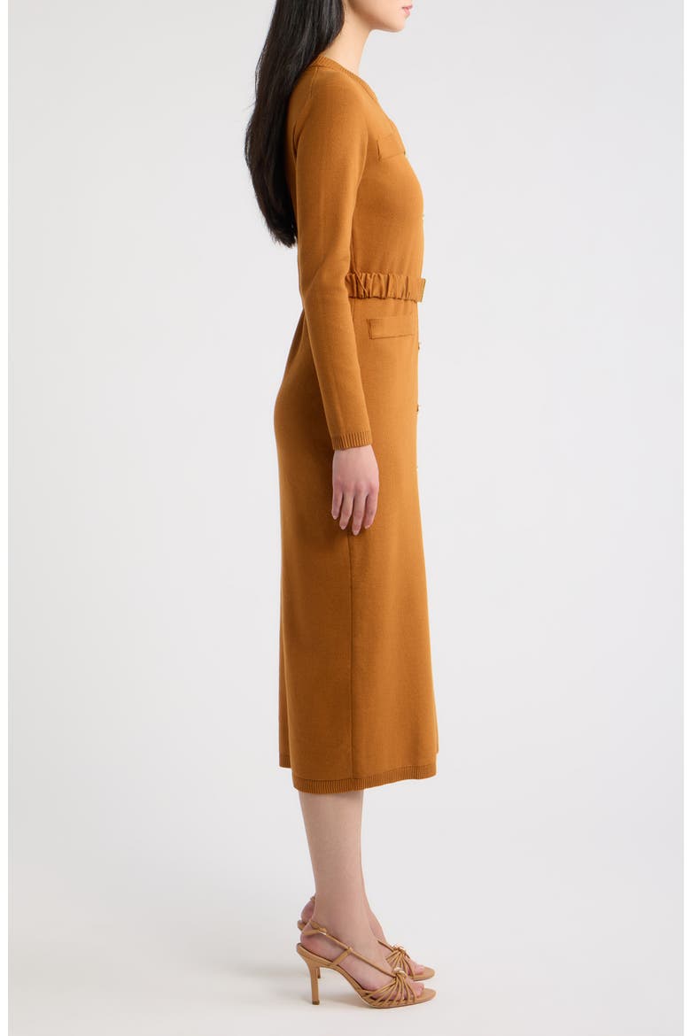 Belted Button Down Maxi Dress, Alternate, color, TOAST
