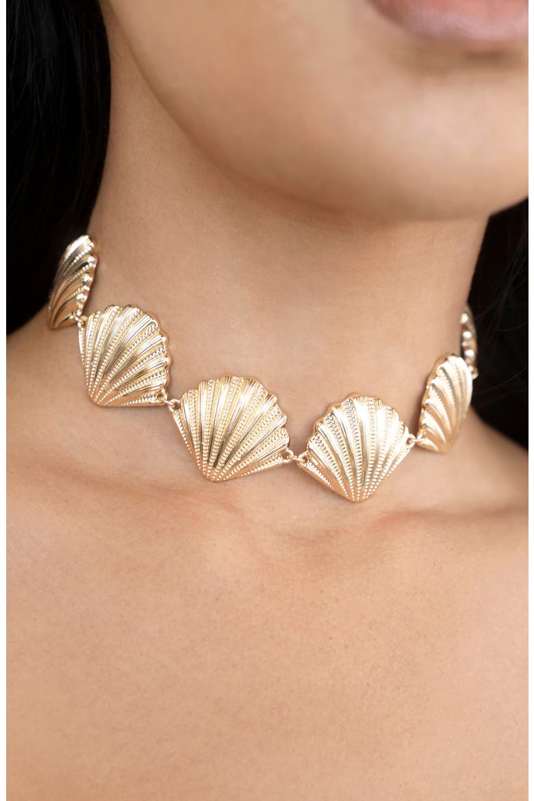 Scallop Shell Body Chain, Alternate, color, GOLD