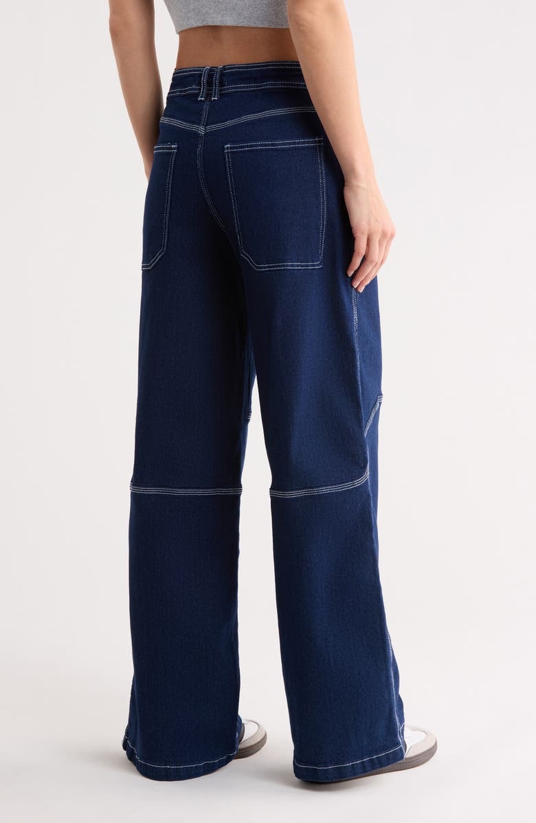 Madden Girl Utility Wide Leg Jeans, Alternate, color, Dark Rinse