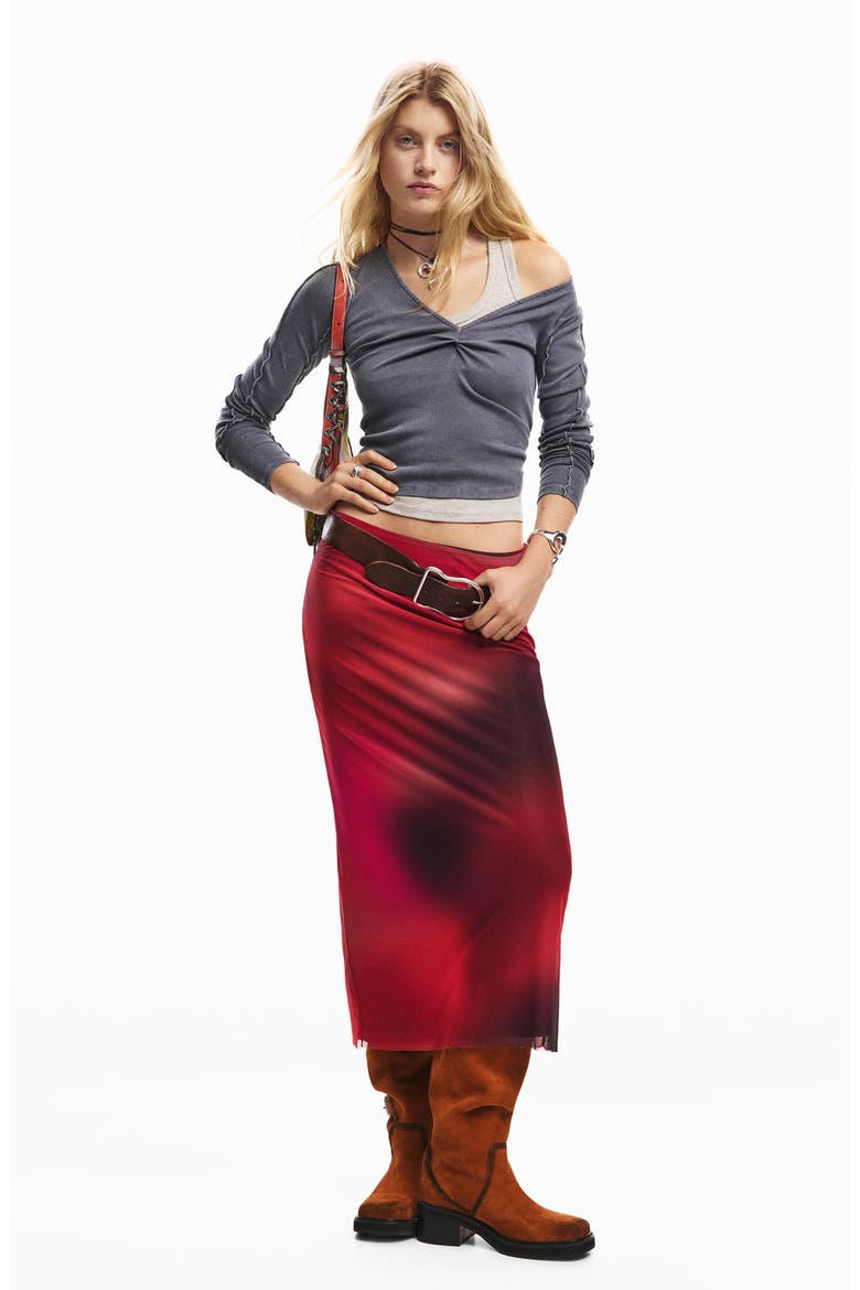 Print Maxi Skirt, Alternate, color, PINK