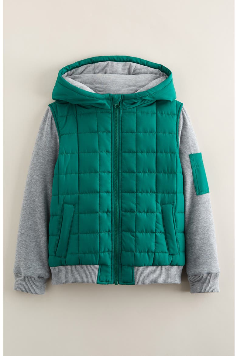 Kids' Summit Crest Mixed Media Jacket, Main, color, GREEN POTHOS