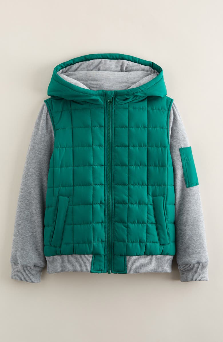 Tucker + Tate Kids' Summit Crest Mixed Media Jacket, Main, color, Green Pothos