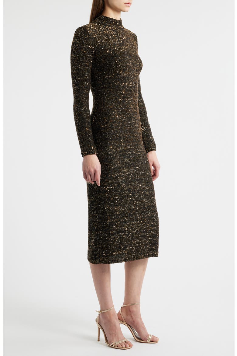 tahari gold sequin dress Elie The Angelina Long Sleeve Midi (Women) luxury evening dress for woman 2025