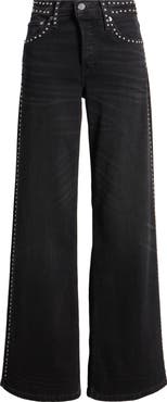 Re/Done Studded Wide Leg Jeans