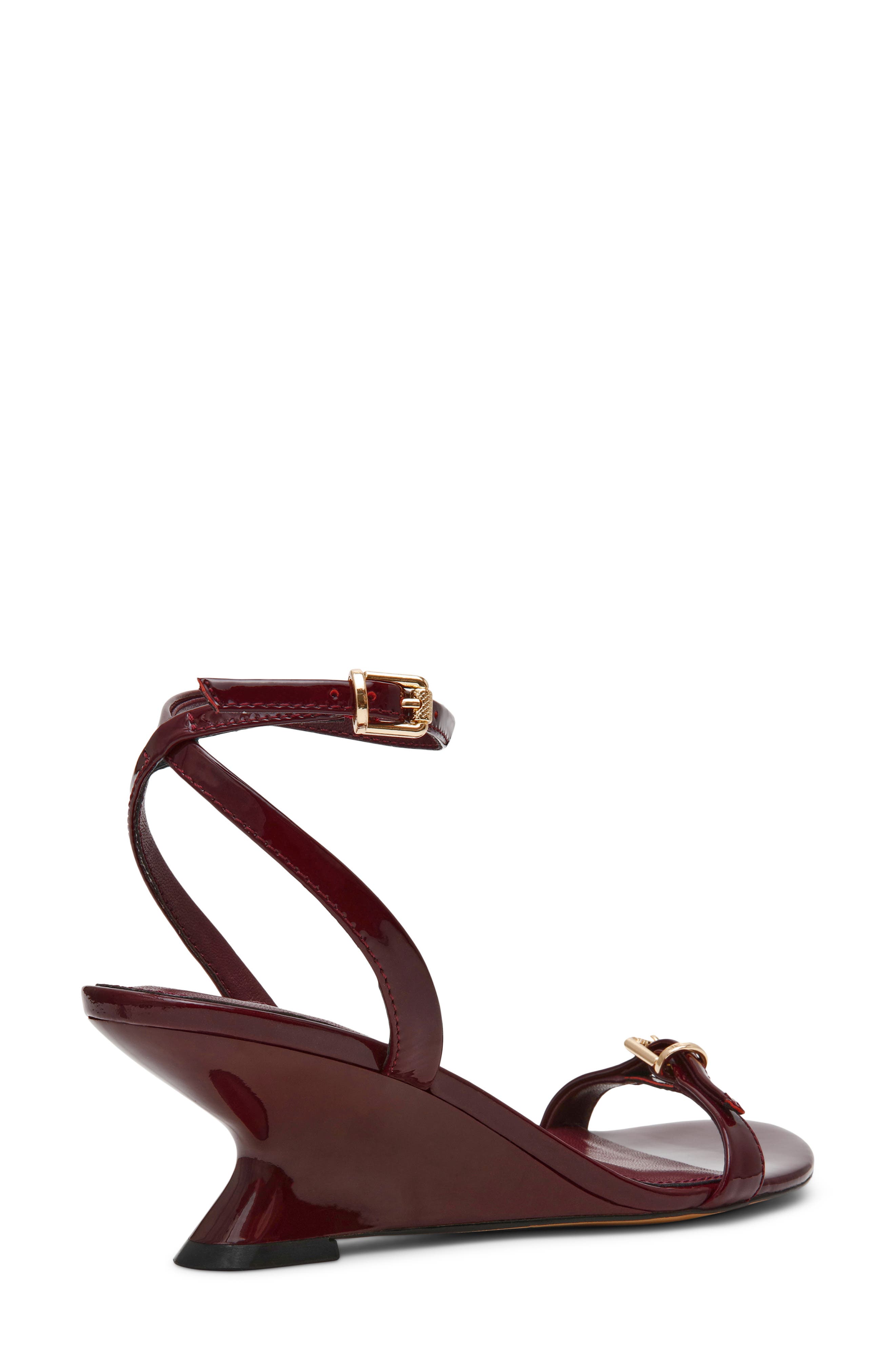 Zaloma Ankle Strap Wedge Sandal, Alternate, color, BURGUNDY PATENT