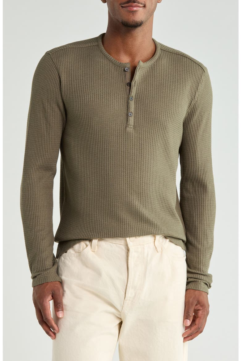 Pascal Waffle Long Sleeve Henley, Main, color, DARK OLIVE