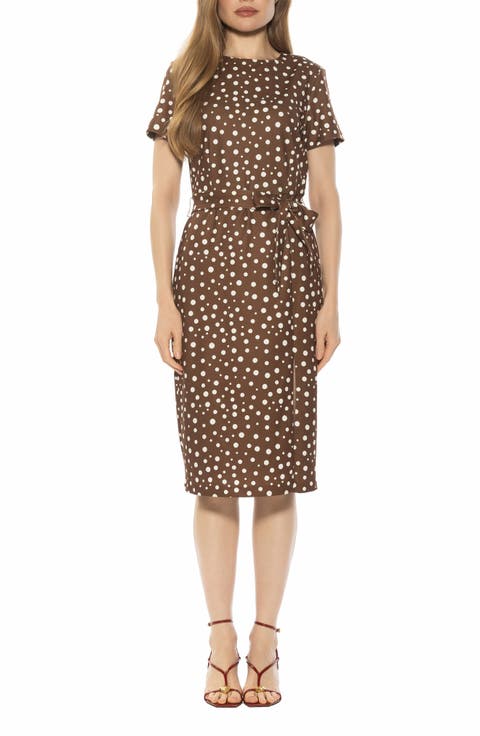 Zyra Short Sleeve Tie Waist Sheath Dress