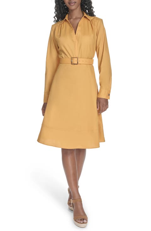 Belted Long Sleeve Dress