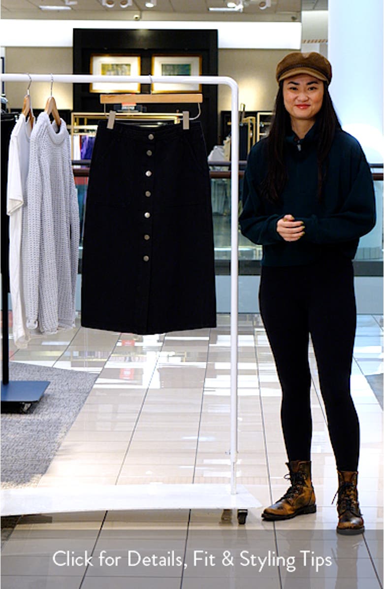 Button-Up Twill Midi Skirt, sales video thumbnail
