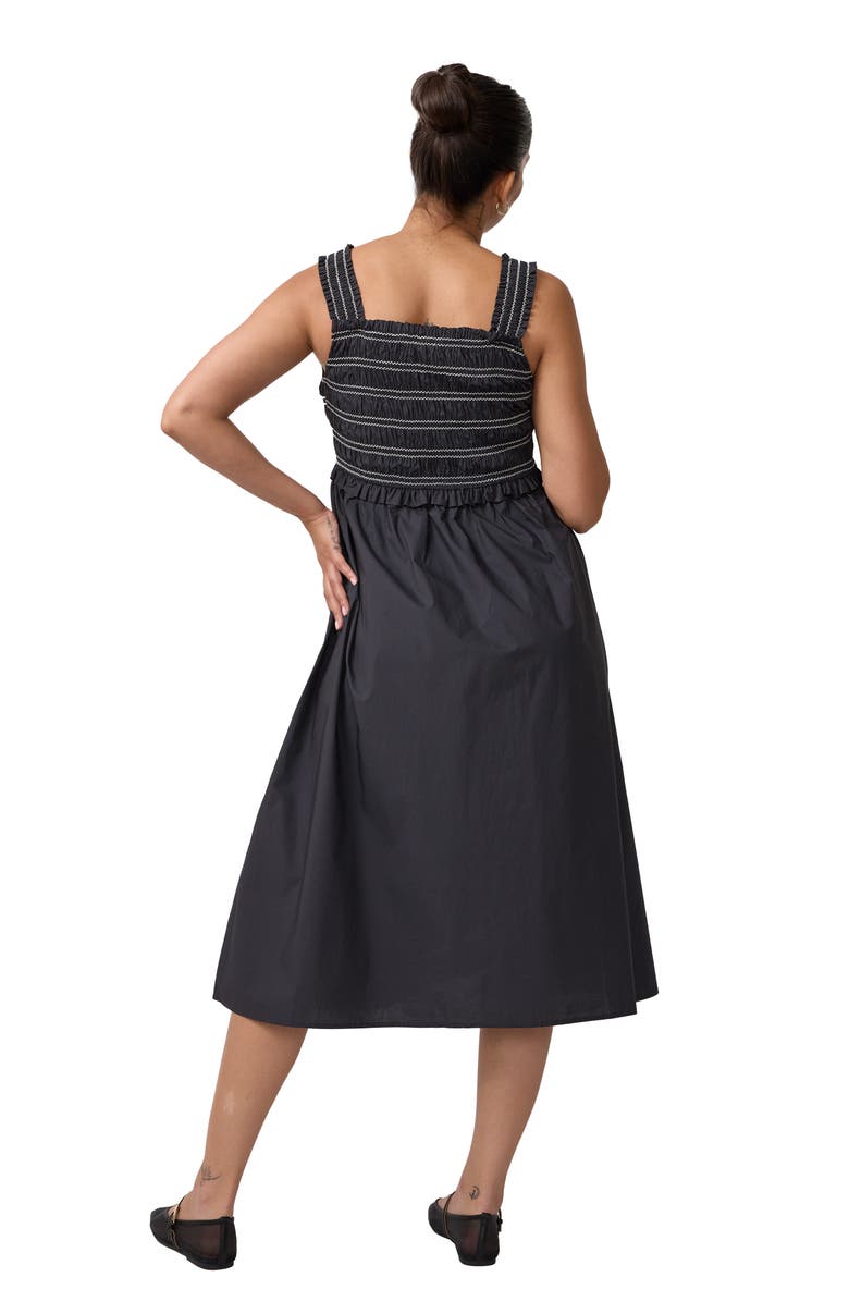 Ingrid & Isabel Square Neck Smocked Maxi Dress, Alternate, color, Washed Black